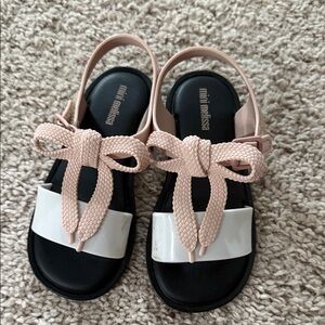 Mini Melissa Black and Cream Kids Sandals
